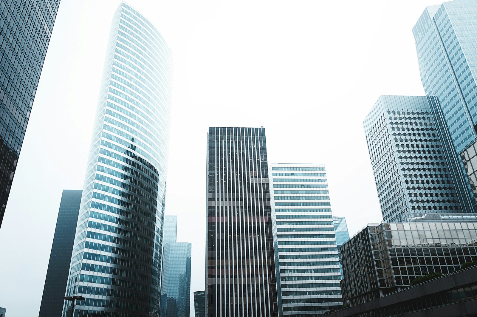 Contemporary commercial architecture against a clear sky